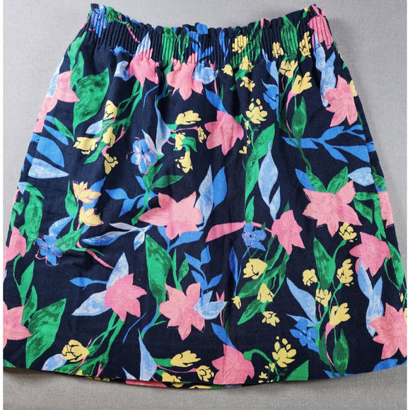 J. Crew Womans 2 Linen Blend Mini Pull-on Skirt Pull On Floral Hawaiian Coastal - Picture 1 of 8
